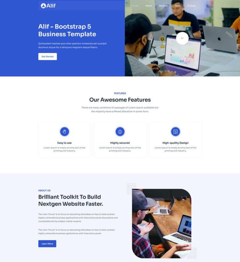 Alif Free Bootstrap 5 Template